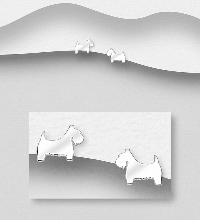 Wholesale 925 Sterling Silver Dog Push-Back Earrings - SKU #1063-2926