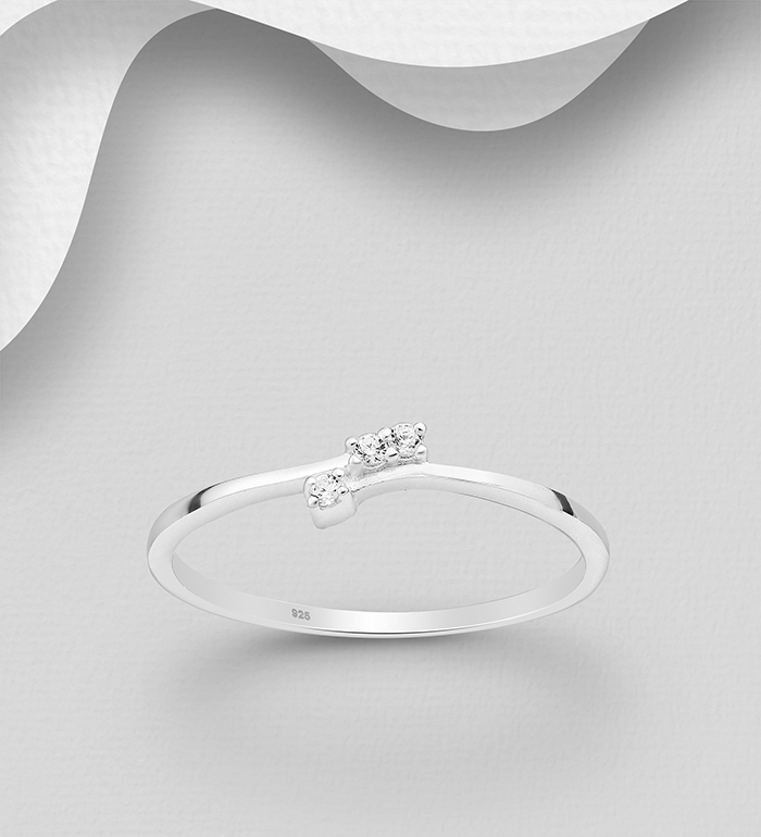 Wholesale 925 Sterling Silver Ring, Decorated with CZ Simulated Diamonds - SKU #1063-2931