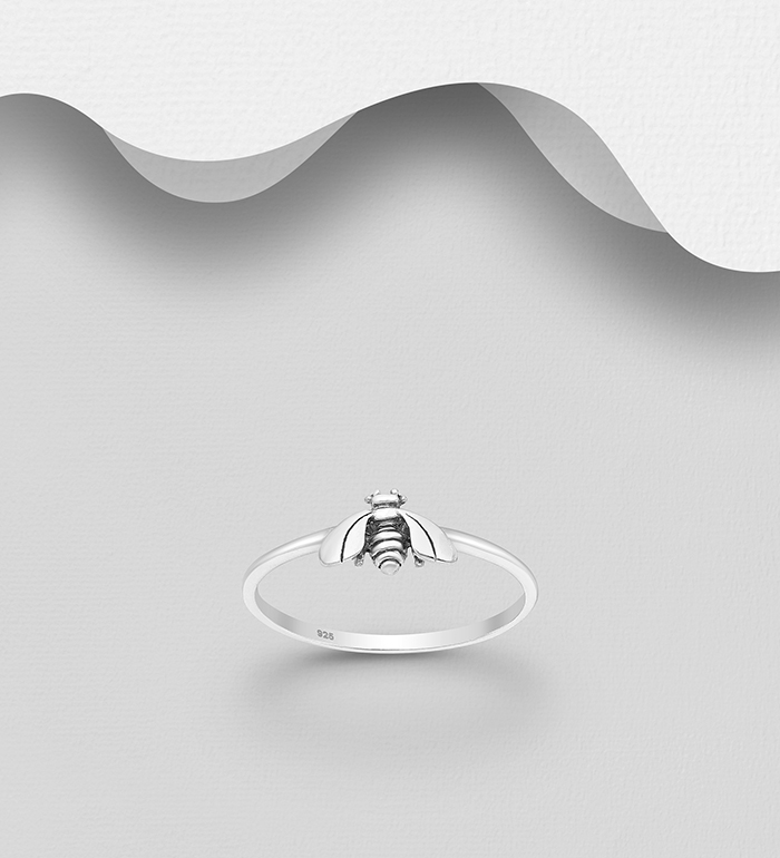 Wholesale 925 Sterling Silver Oxidized Bee Ring - SKU #706-31938