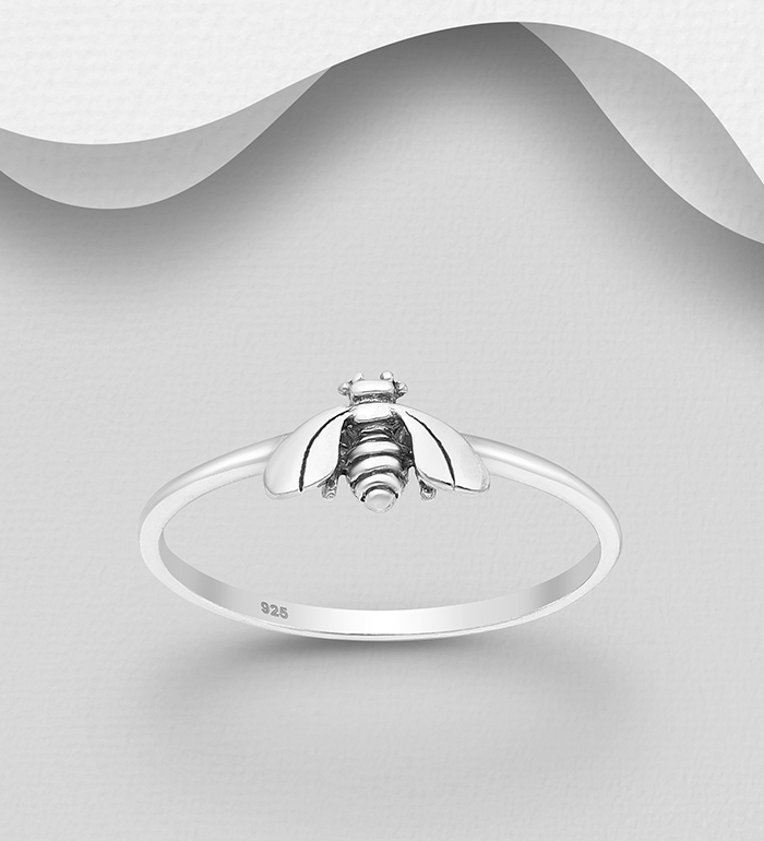 Wholesale 925 Sterling Silver Oxidized Bee Ring - SKU #706-31938