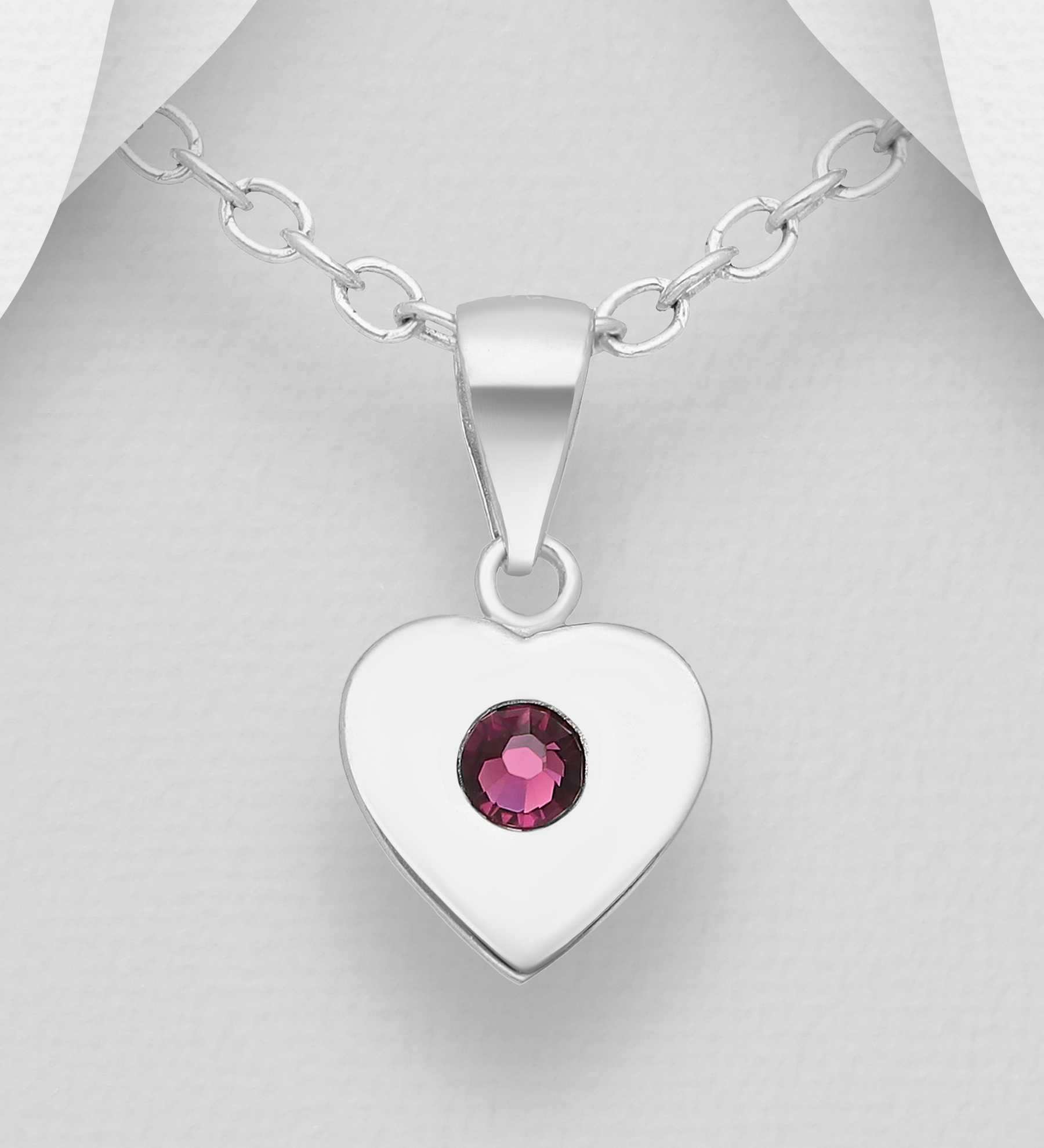 Sparkle by 7K - Wholesale 925 Sterling Silver Heart Pendant, Decorated with Various Fine Austrian Crystals - SKU #1583-540