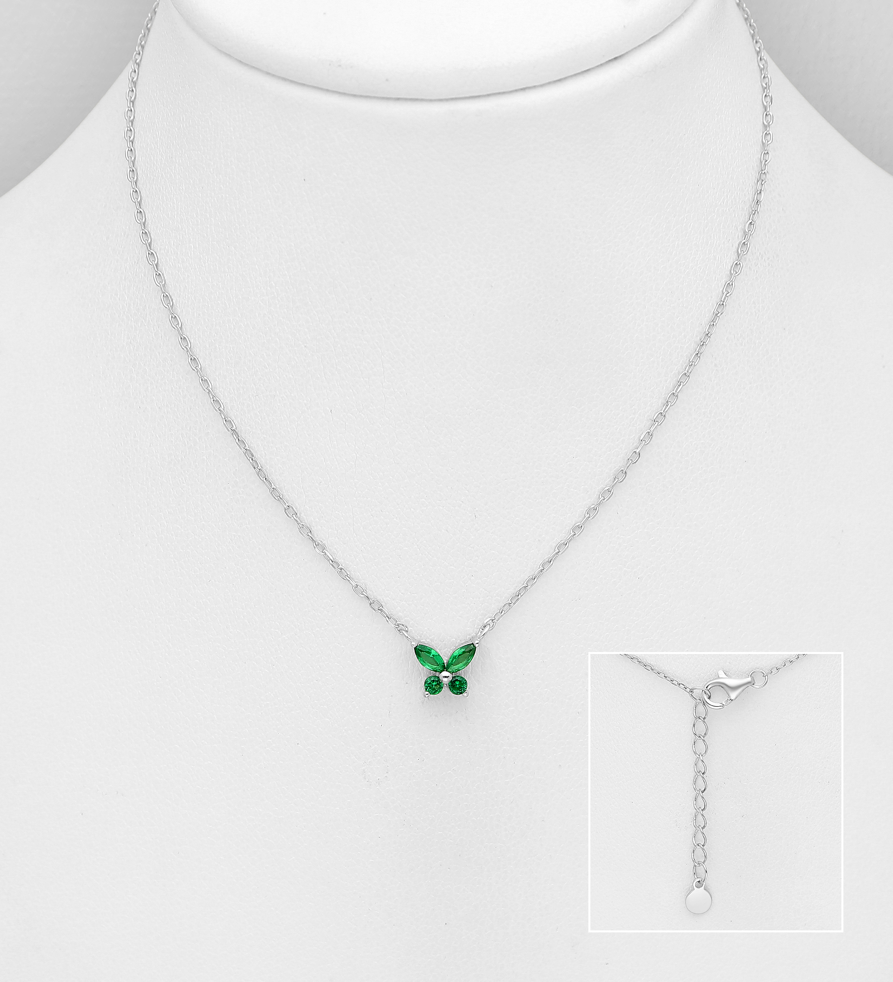 Wholesale 925 Sterling Silver Butterfly Necklace, Decorated with CZ Simulated Diamonds - SKU #701-24589