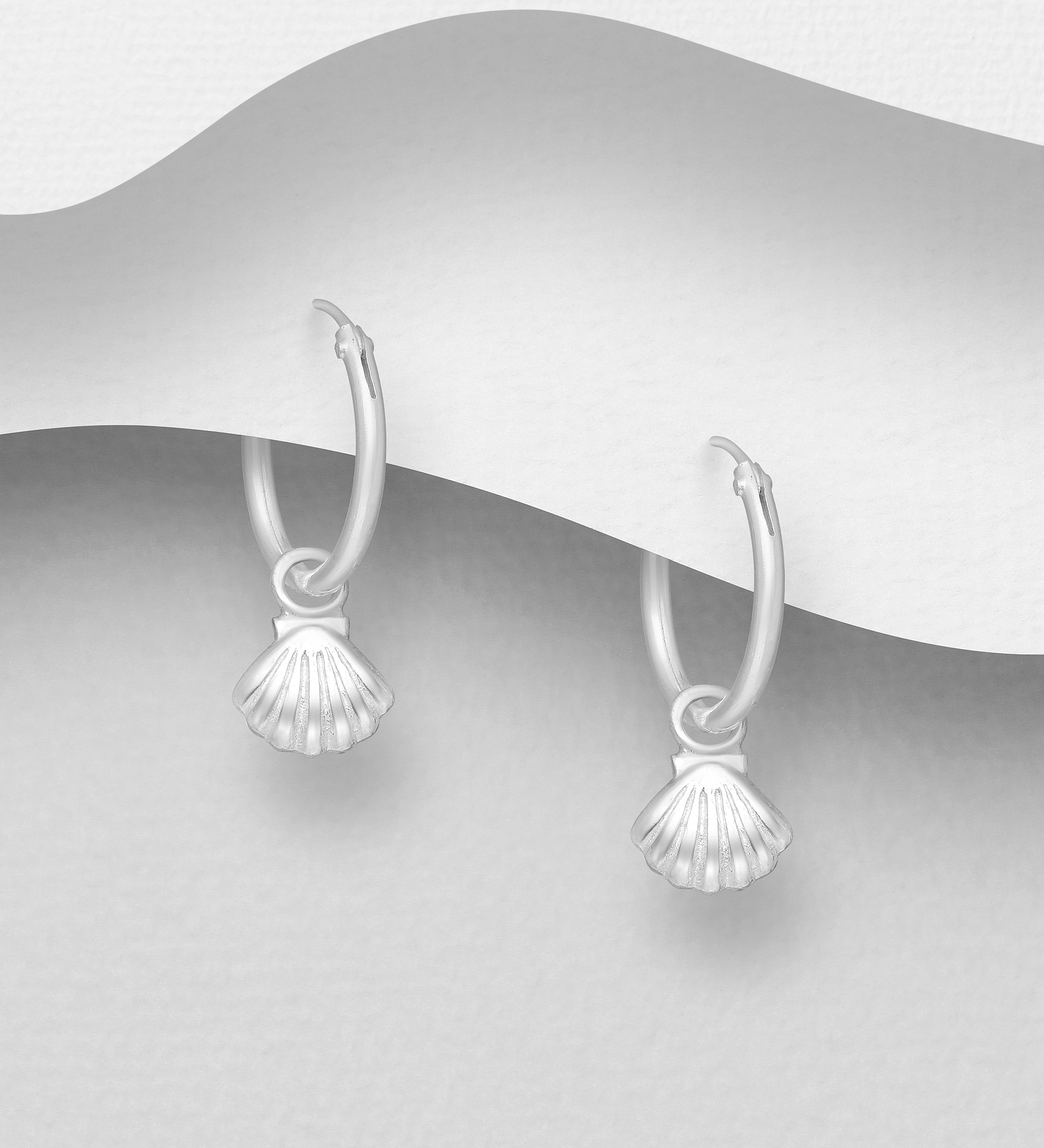 Wholesale 925 Sterling Silver Shell Hoop Earrings - SKU #706-32043