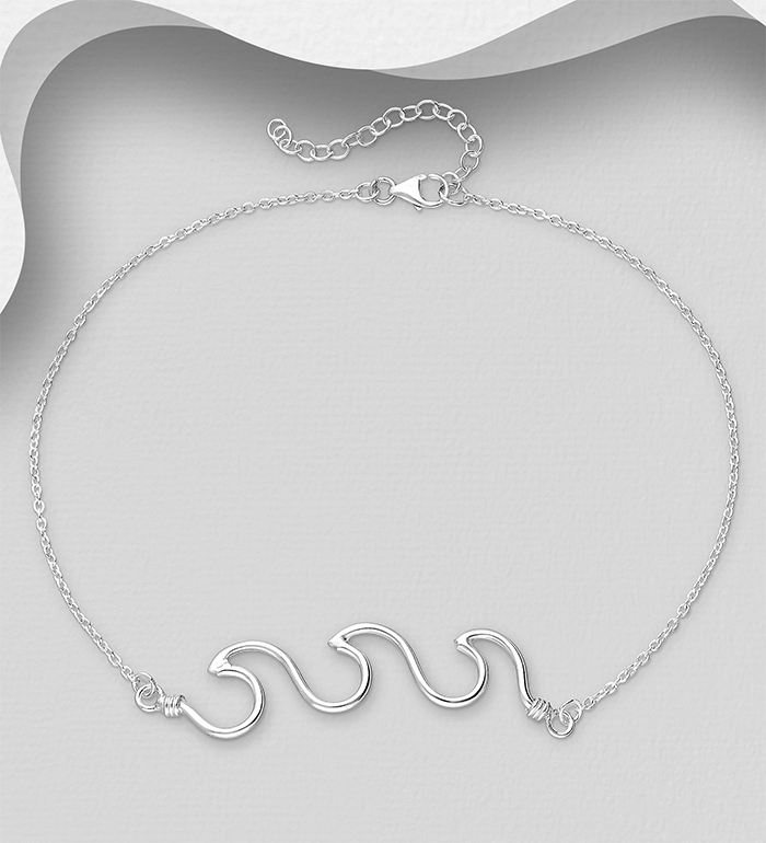 Wholesale 925 Sterling Silver Wave Anklet - SKU #1562-387