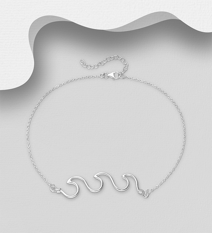 Wholesale 925 Sterling Silver Wave Anklet - SKU #1562-387