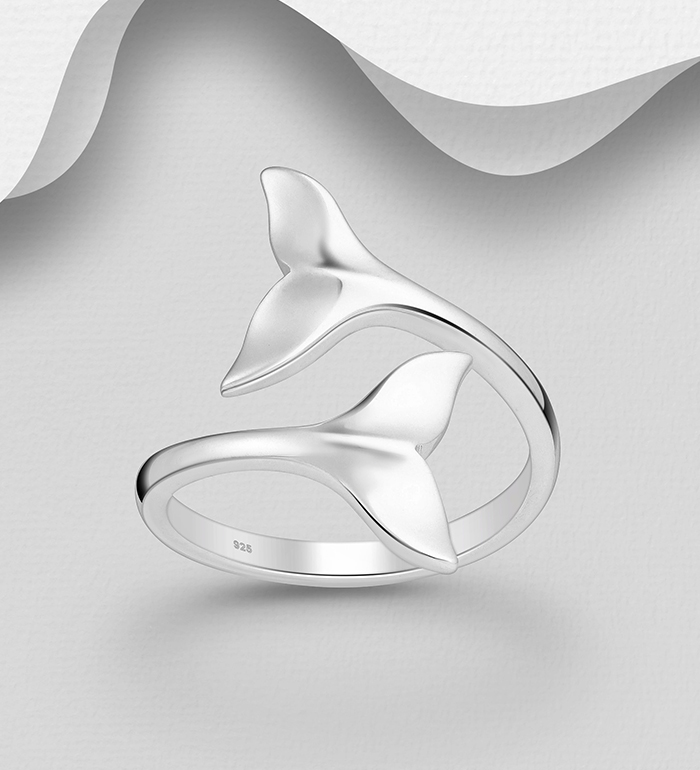 Wholesale 925 Sterling Silver Adjustable Whale Tail Ring - SKU #706-32058