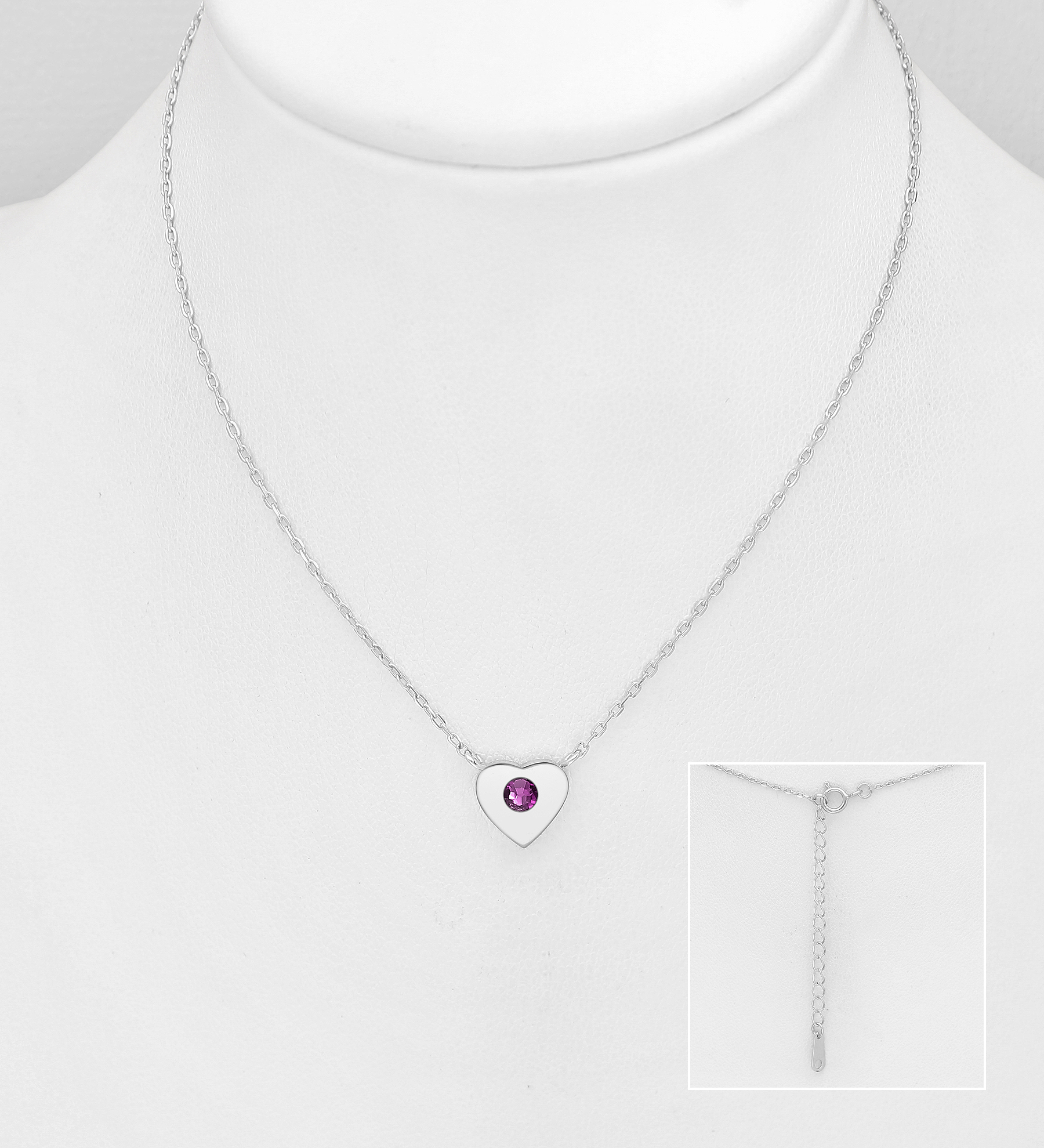 Sparkle by 7K - Wholesale 925 Sterling Silver Heart Necklace, Decorated with Various Fine Austrian Crystals - SKU #1583-553