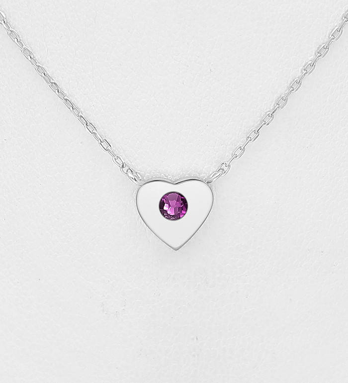 Sparkle by 7K - Wholesale 925 Sterling Silver Heart Necklace, Decorated with Various Fine Austrian Crystals - SKU #1583-553