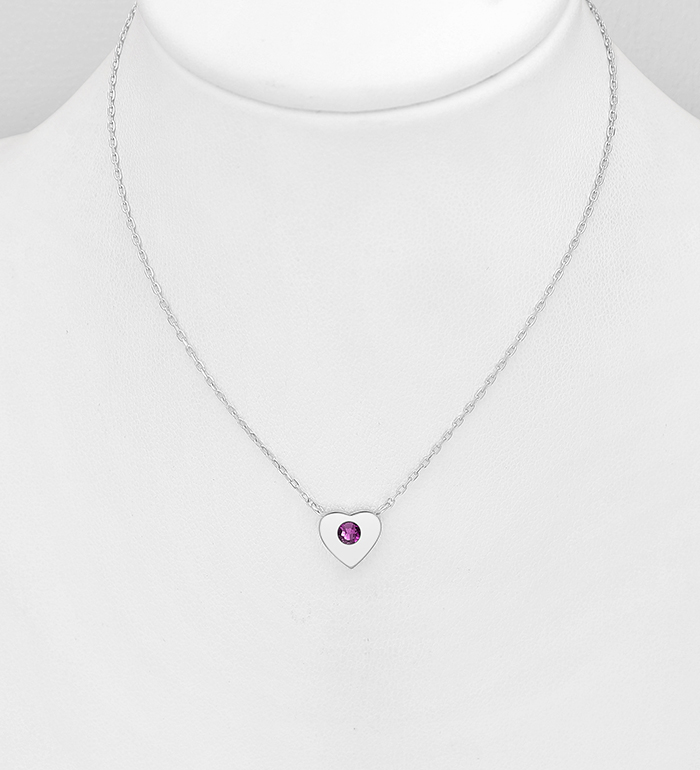 Sparkle by 7K - Wholesale 925 Sterling Silver Heart Necklace, Decorated with Various Fine Austrian Crystals - SKU #1583-553