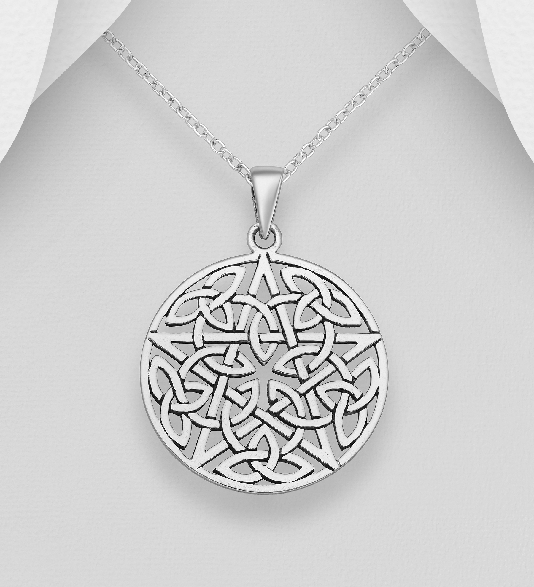 Wholesale 925 Sterling Silver Oxidized Celtic and Star Pendant - SKU #767-1344