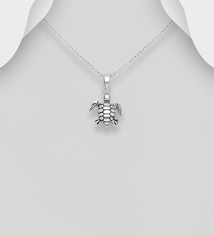 Wholesale 925 Sterling Silver Oxidized Turtle Pendant - SKU #706-32284