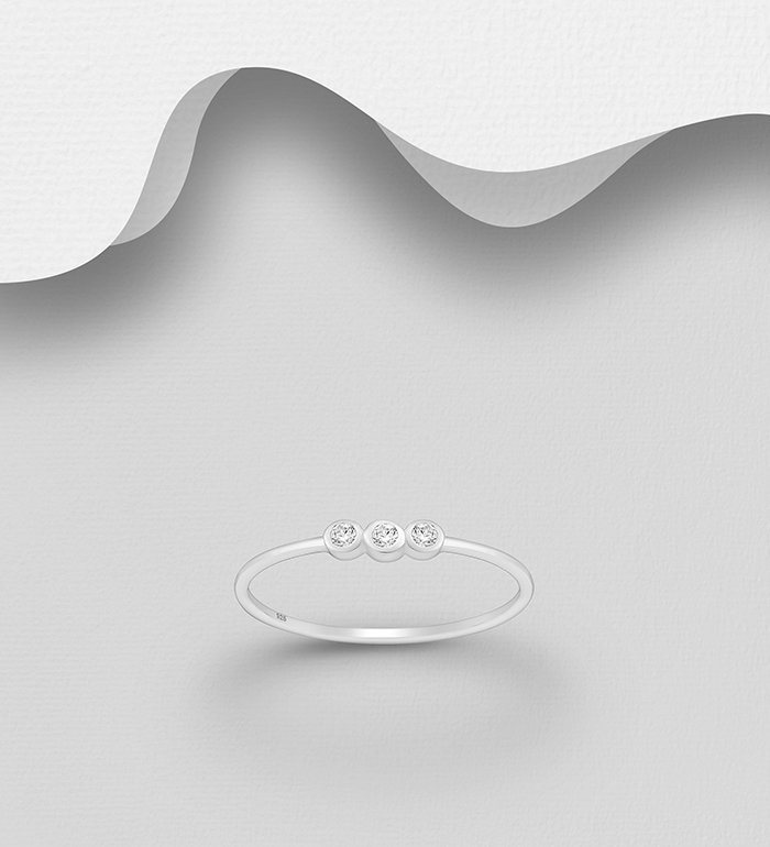 1063-2995 - Wholesale 925 Sterling Silver Ring, Decorated with CZ Simulated Diamonds