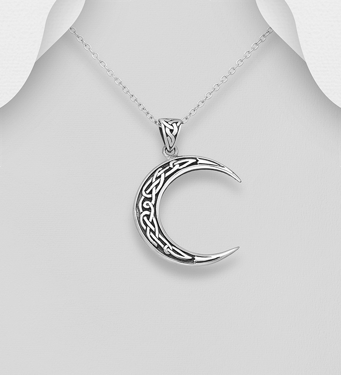 Wholesale 925 Sterling Silver Oxidized
Celtic and Moon Pendant - SKU #767-1366