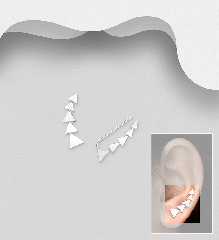 Wholesale 925 Sterling Silver Triangle Ear Pins - SKU #706-32568