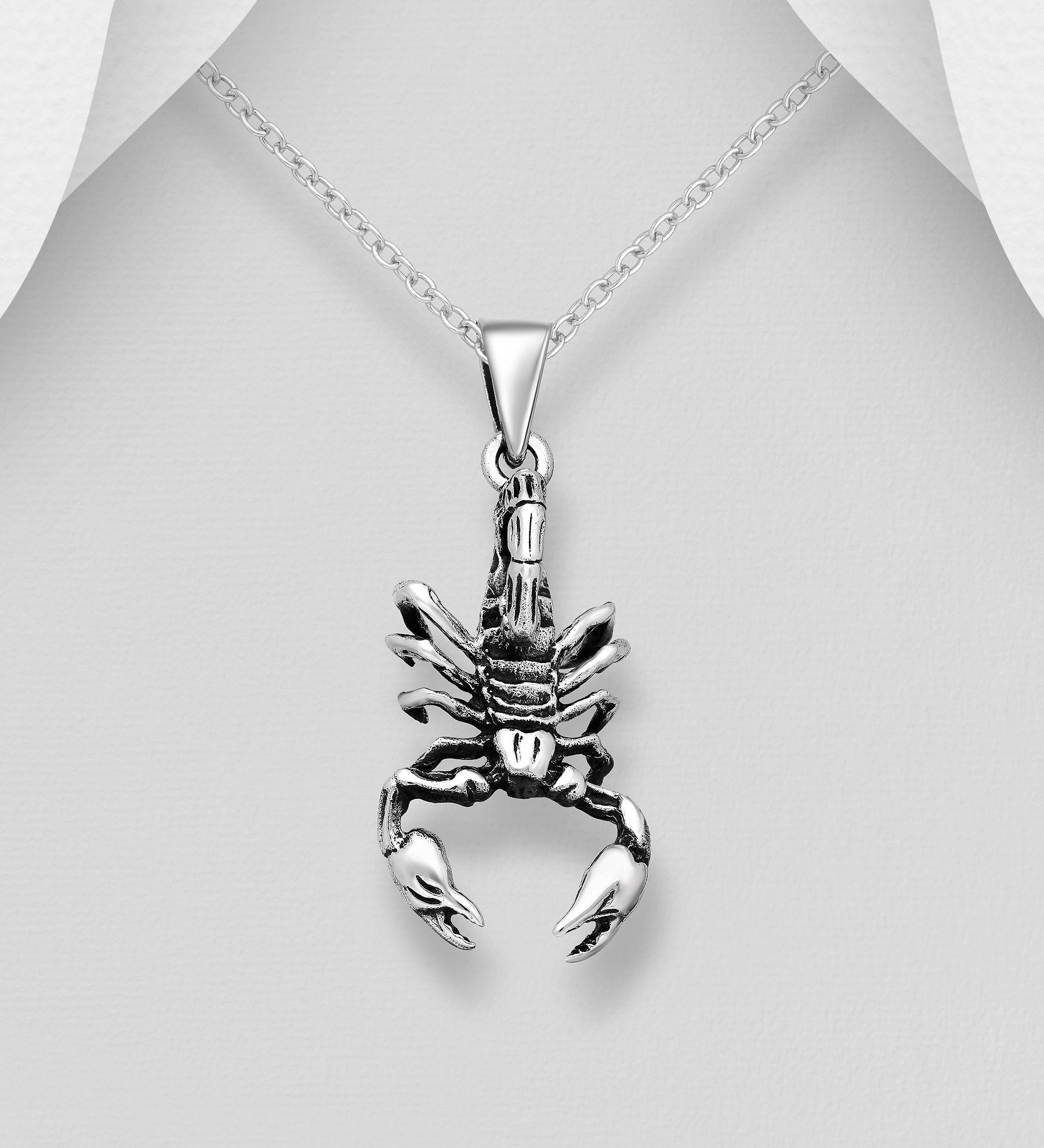 Wholesale 925 Sterling Silver Oxidized Scorpion Pendant - SKU #1563-833