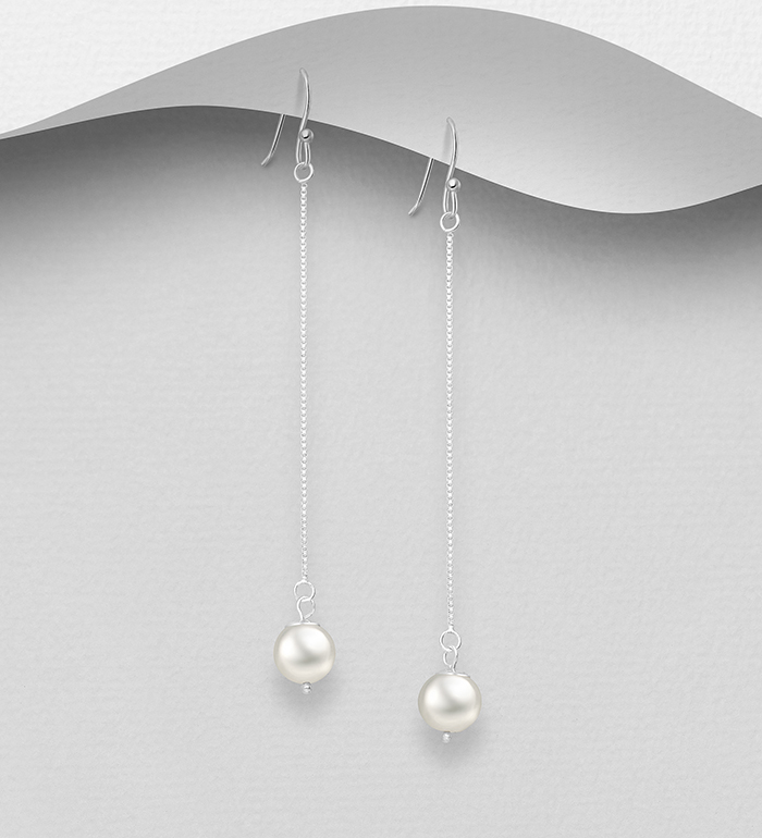Wholesale 925 Sterling Silver Hook Earrings, Decorated with FreshWater Pearls - SKU #382-5668