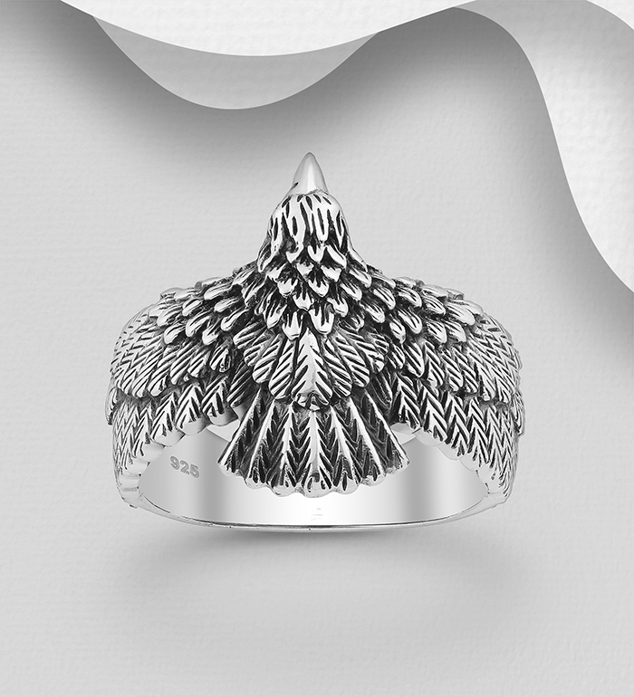 Wholesale 925 Sterling Silver Oxidized Eagle Ring - SKU #1563-840