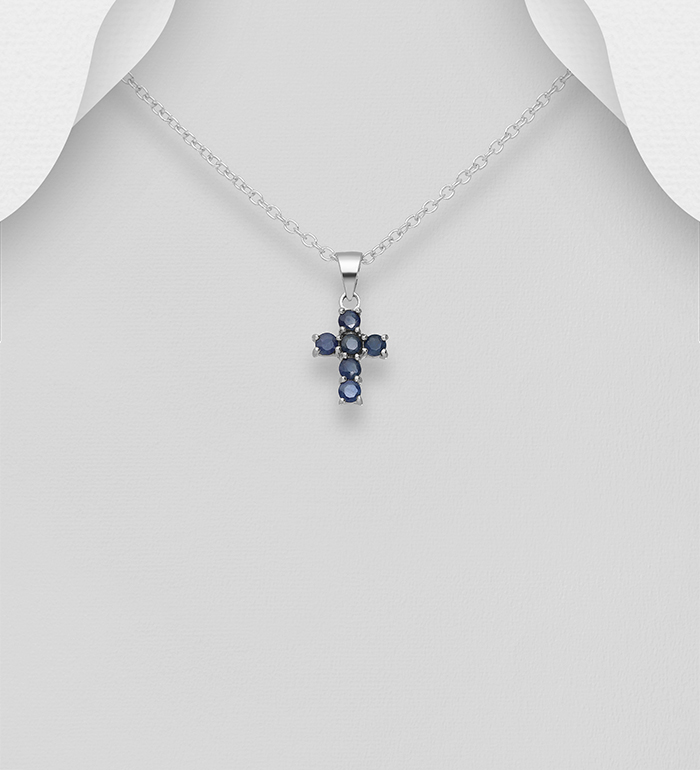 Wholesale 925 Sterling Silver Cross Pendant, Decorated with Various Gemstones - SKU #883-7534