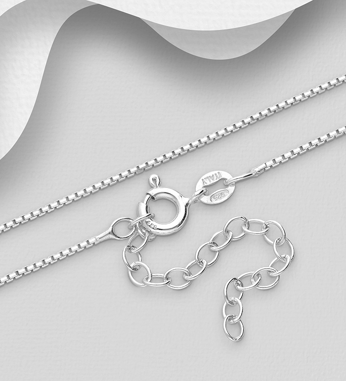 Wholesale ITALIAN DELIGHT - Wholesale 925 Sterling Silver Box (Venetian) Chain, 1 mm Wide, Made in Italy. - SKU #706-25928A