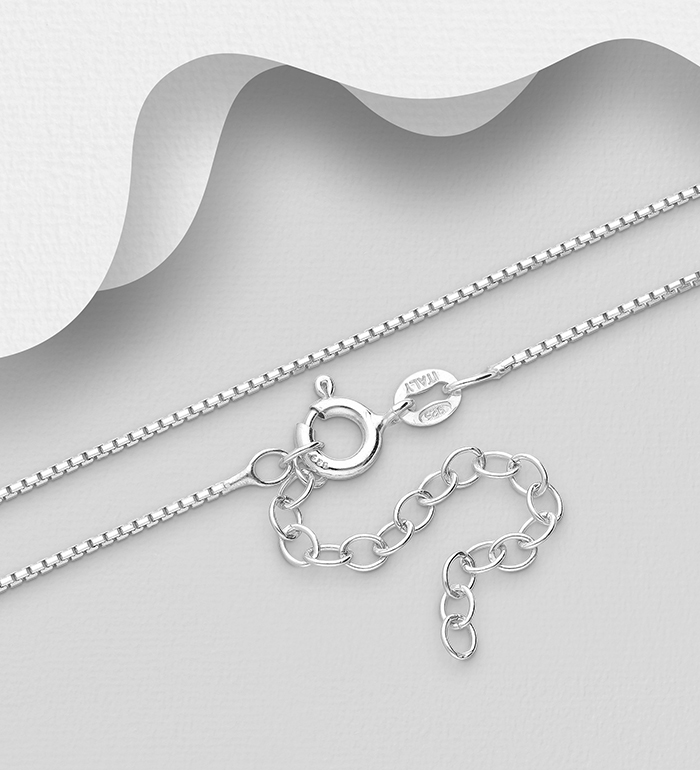 Wholesale ITALIAN DELIGHT - Wholesale 925 Sterling Silver Box (Venetian) Chain, 1 mm Wide, Made in Italy. - SKU #706-25928A