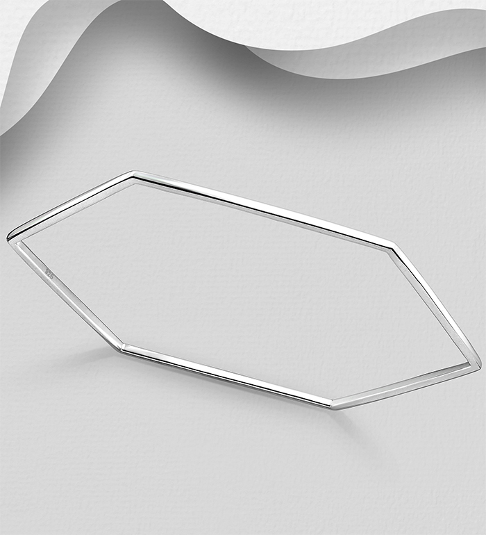 Wholesale 925 Sterling Silver Hexagon Bangle - SKU #706-32949