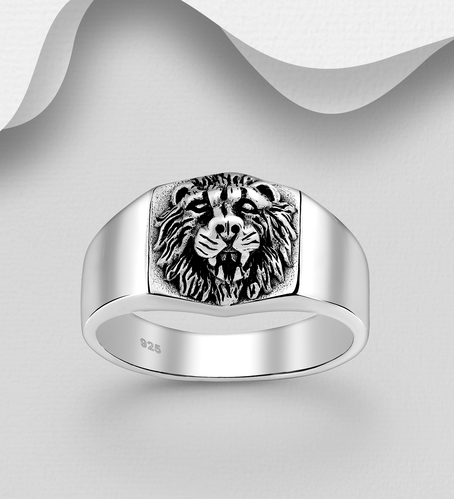 Wholesale 925 Sterling Silver Oxidized Lion Ring - SKU #1563-863