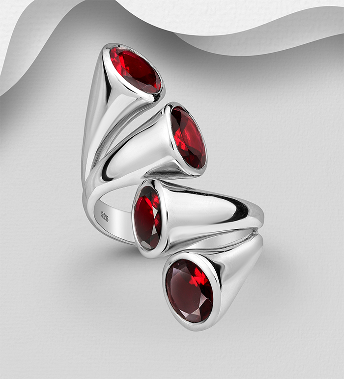 La Preciada - Wholesale 925 Sterling Silver Adjustable Ring, Decorated with Various Gemstones - SKU #1181-4110