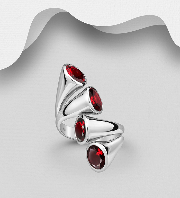 La Preciada - Wholesale 925 Sterling Silver Adjustable Ring, Decorated with Various Gemstones - SKU #1181-4110