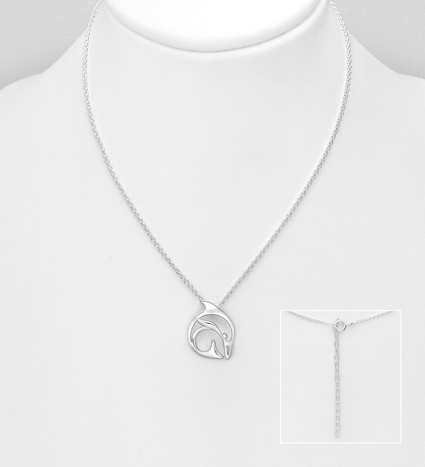 Wholesale 925 Sterling Silver Dolphin Necklace - SKU #1063-3080