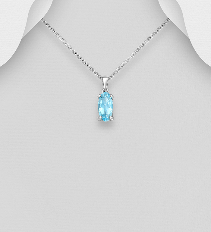 La Preciada - Wholesale 925 Sterling Silver Solitaire Pendant, Decorated with Sky-Blue Topaz - SKU #1181-4123