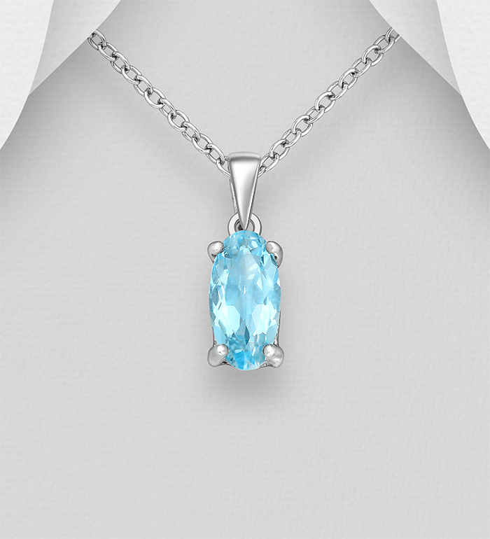 La Preciada - Wholesale 925 Sterling Silver Solitaire Pendant, Decorated with Sky-Blue Topaz - SKU #1181-4123