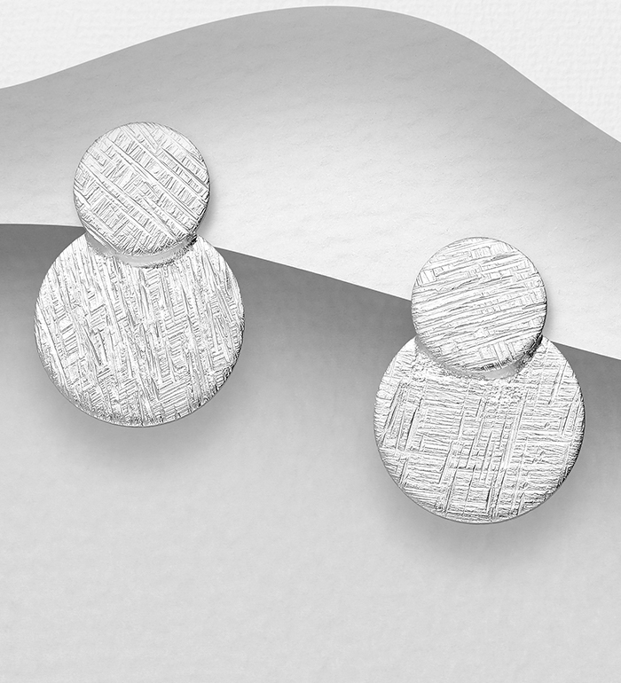 Wholesale 925 Sterling Silver Matte Circle Push-Back Earrings - SKU #706-33157