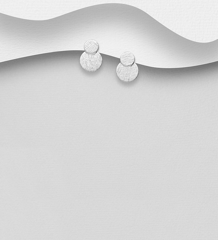 Wholesale 925 Sterling Silver Matte Circle Push-Back Earrings - SKU #706-33157