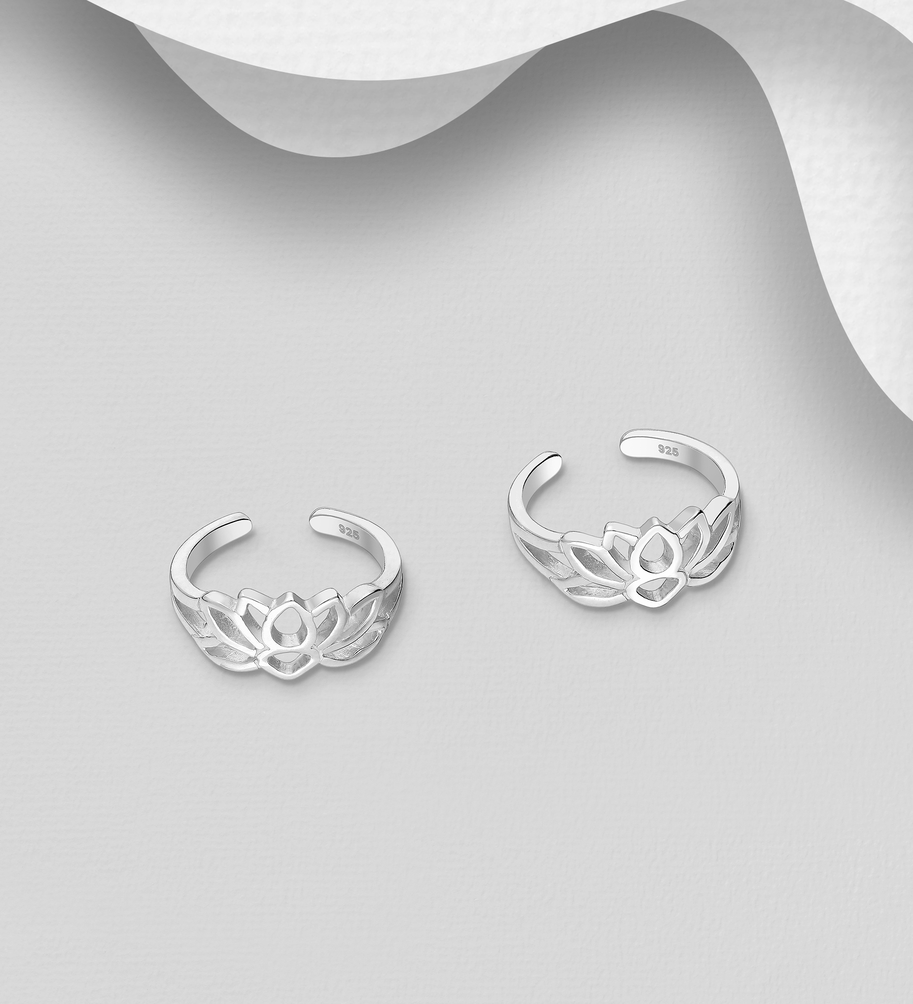 Wholesale 925 Sterling Silver Lotus Ear Cuffs - SKU #706-33207