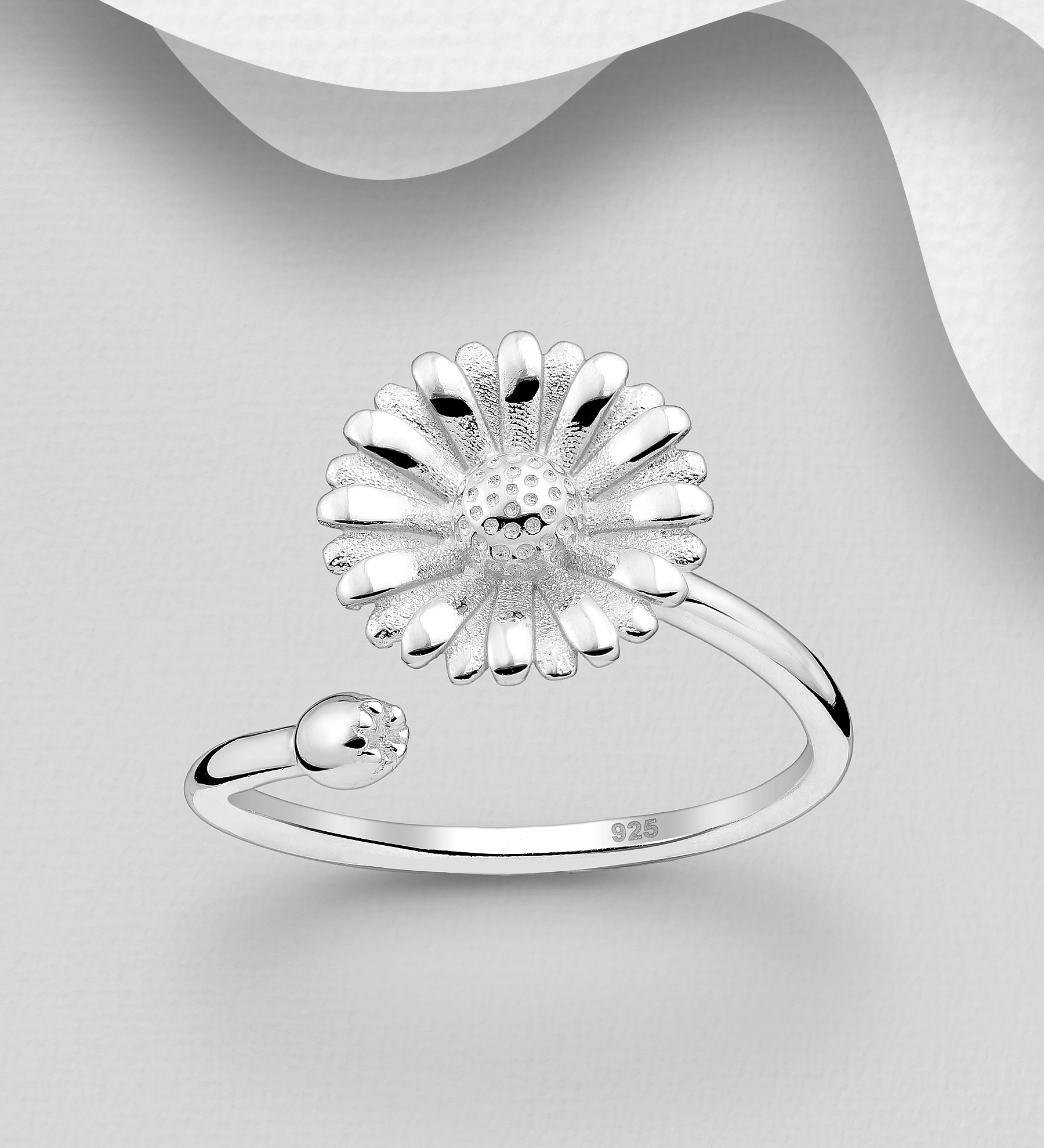 Wholesale 925 Sterling Silver Flower Adjustable Ring - SKU #706-33238