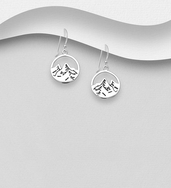 Wholesale 925 Sterling Silver Oxidized Mountain Hook Earrings - SKU #706-33414