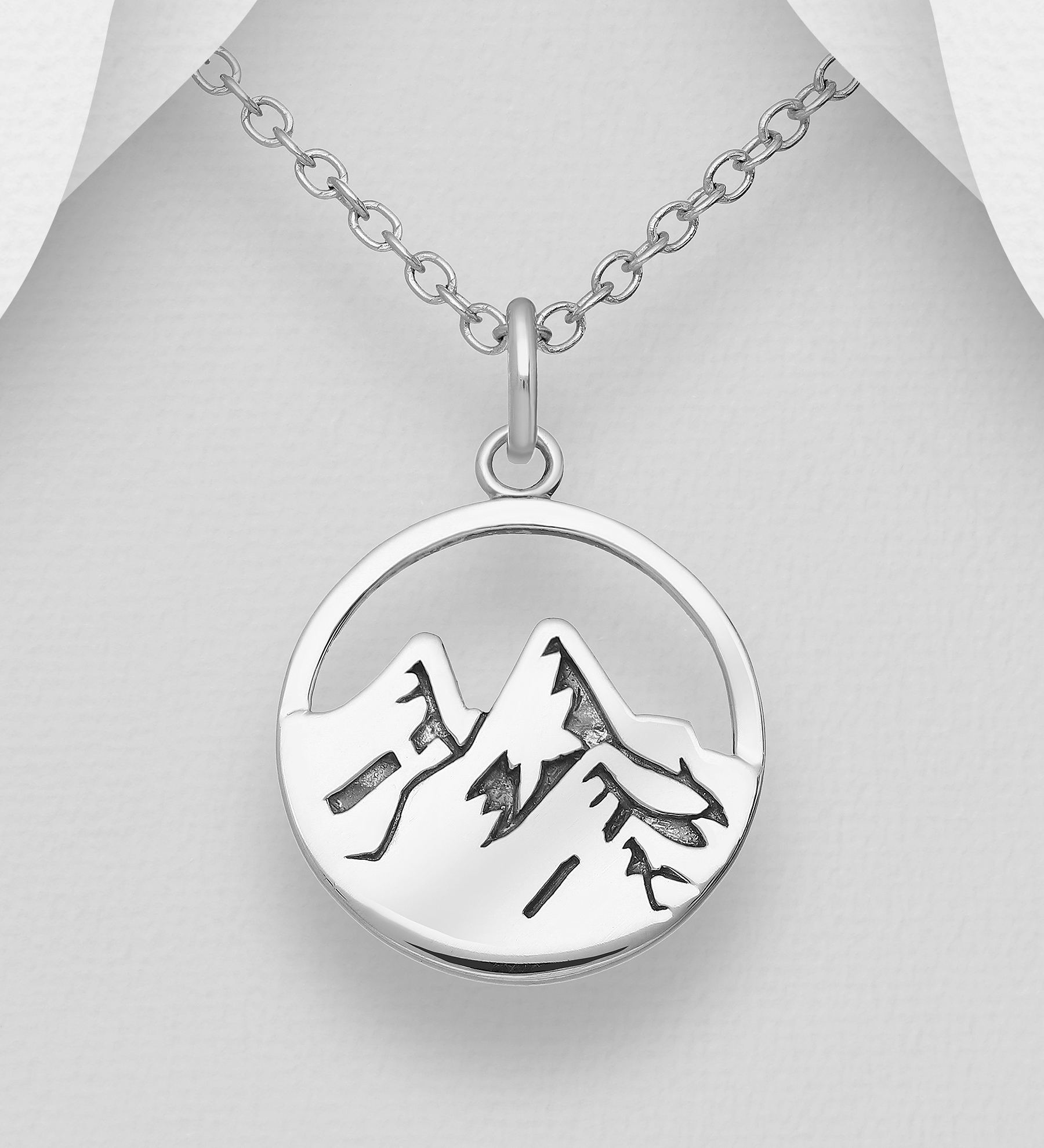 Wholesale 925 Sterling Silver Oxidized Mountain Pendant - SKU #706-33416