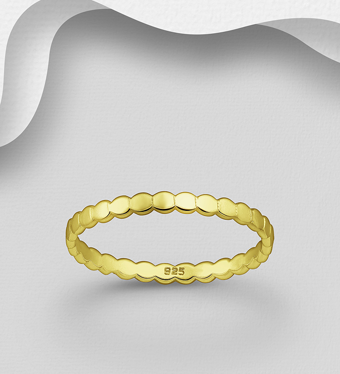 Wholesale 925 Sterling Silver Band Ring, Plated with 1 Micron 14K Yellow Gold, 2 mm Wide - SKU #1063-3134A