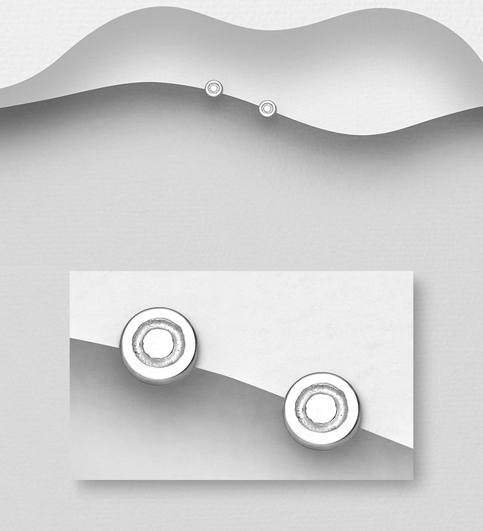 Wholesale 925 Sterling Silver Circle Push-Back Earrings - SKU #1063-3181