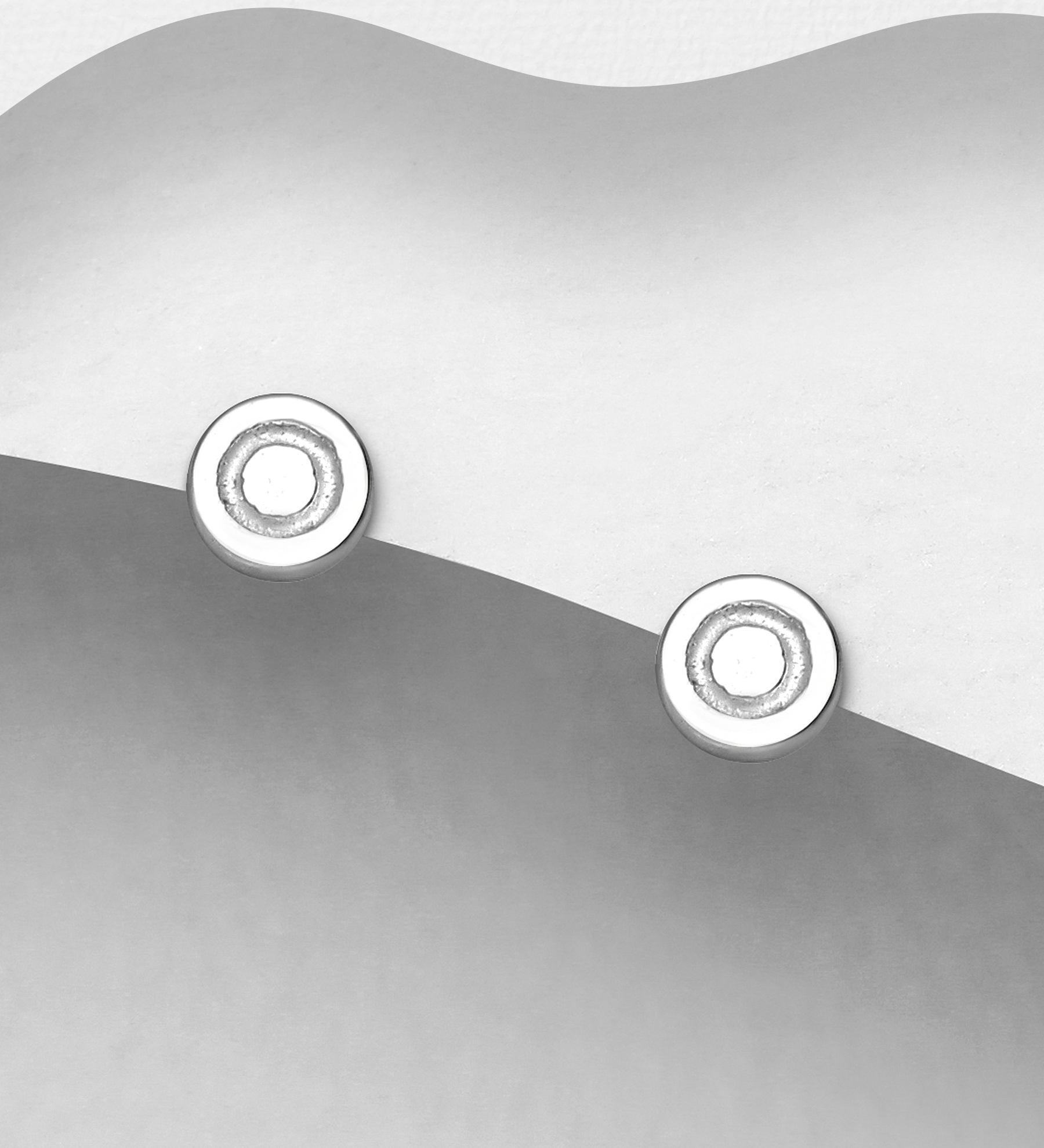 Wholesale 925 Sterling Silver Circle Push-Back Earrings - SKU #1063-3181