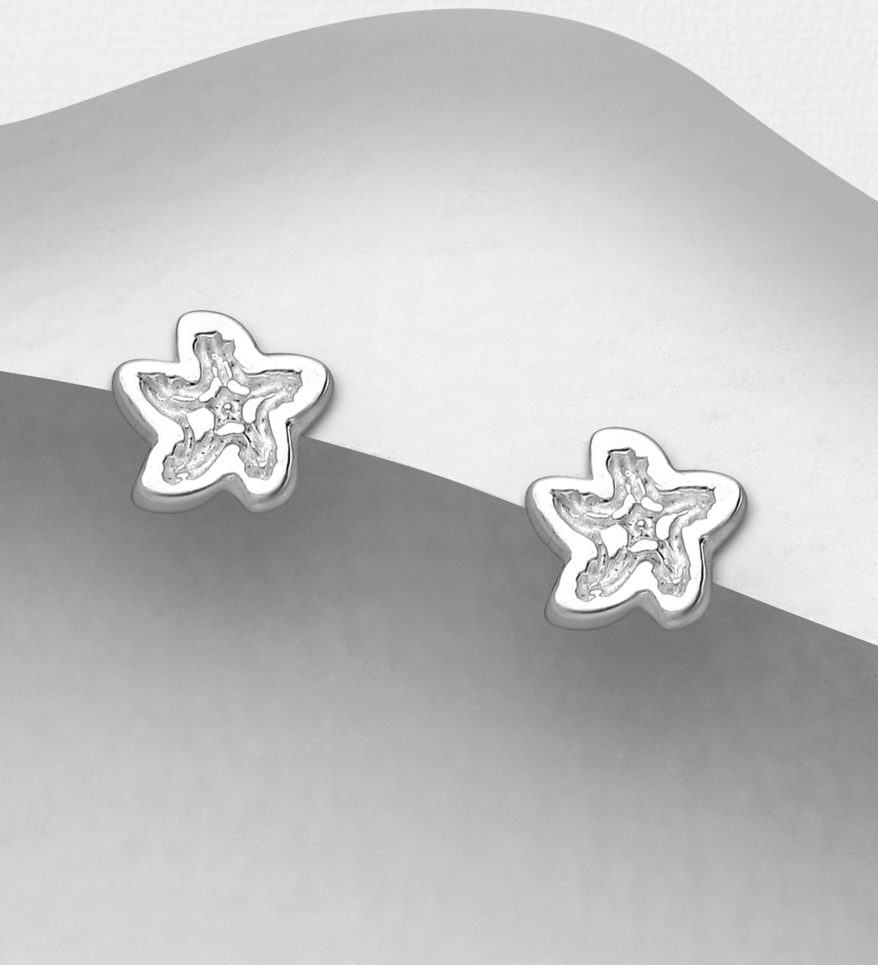 Wholesale 925 Sterling Silver Starfish Push-Back Earrings - SKU #1063-3184