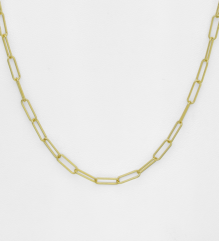 Italian Delight - Wholesale 925 Sterling Silver Links Necklace, Plated with 0.25 Micron 18K Yellow Gold, 2.8 mm Wide, Made in Italy - SKU #1535-1296