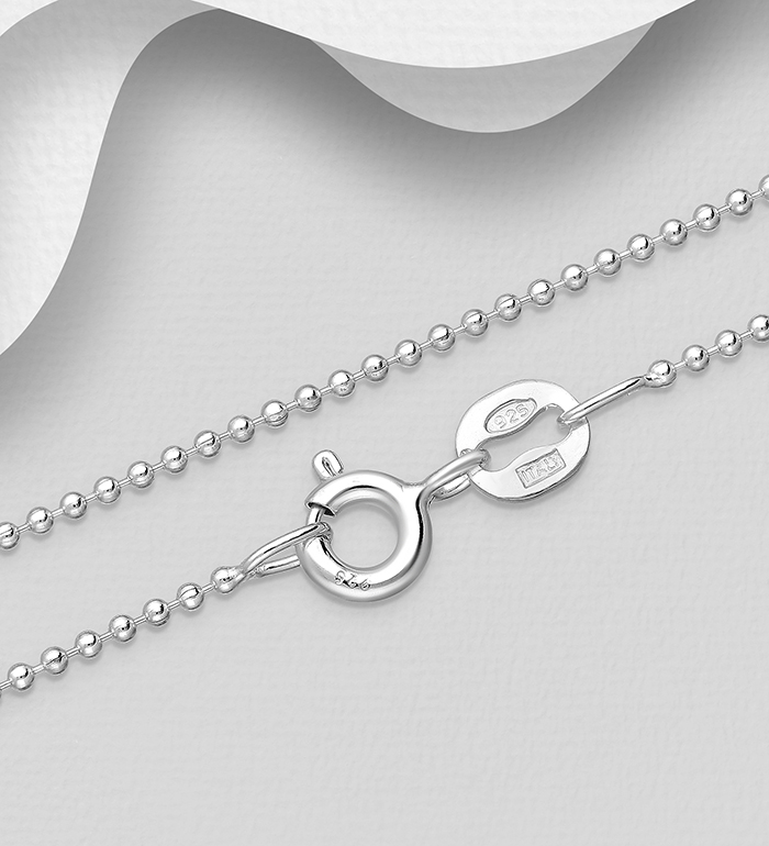 Italian Delight - Wholesale 925 Sterling Silver Bead Chain, 1 mm Wide, Made in Italy. - SKU #706-33619