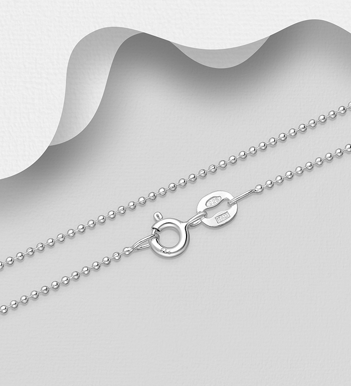 Italian Delight - Wholesale 925 Sterling Silver Bead Chain, 1 mm Wide, Made in Italy. - SKU #706-33619