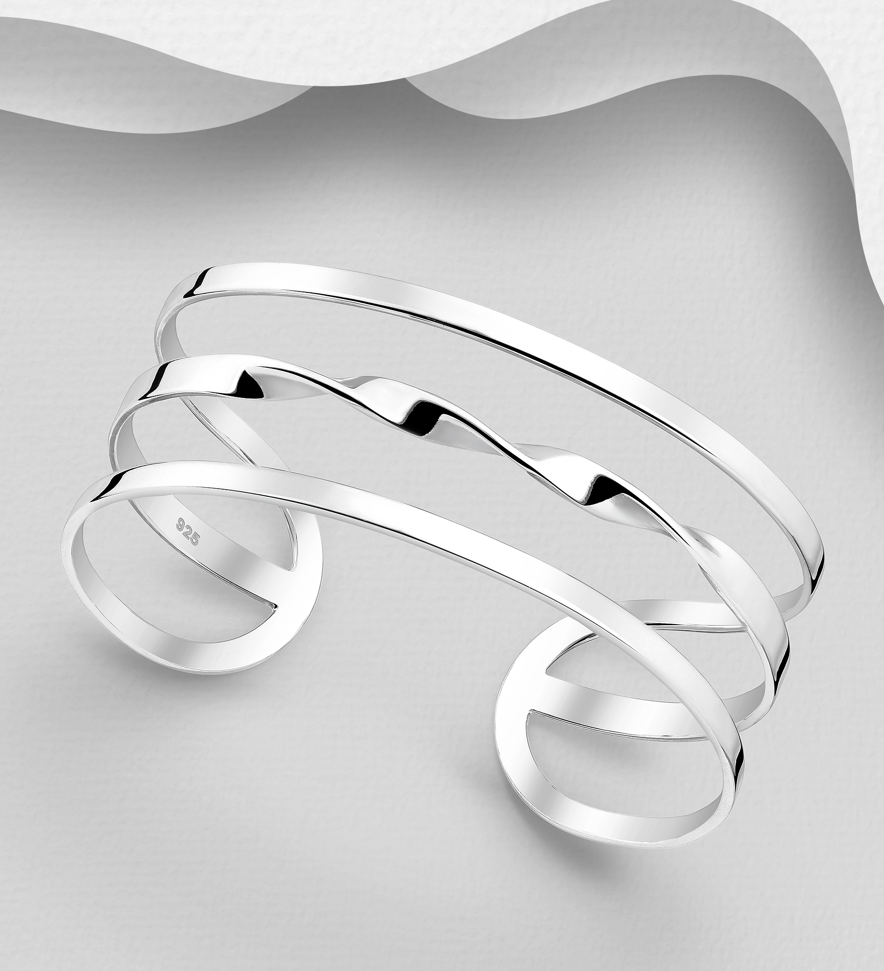 Wholesale 925 Sterling Silver Cuff, 23 mm Wide. - SKU #706-33662