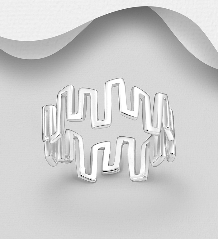 Wholesale 925 Sterling Silver Zigzag Ring - SKU #1063-3264