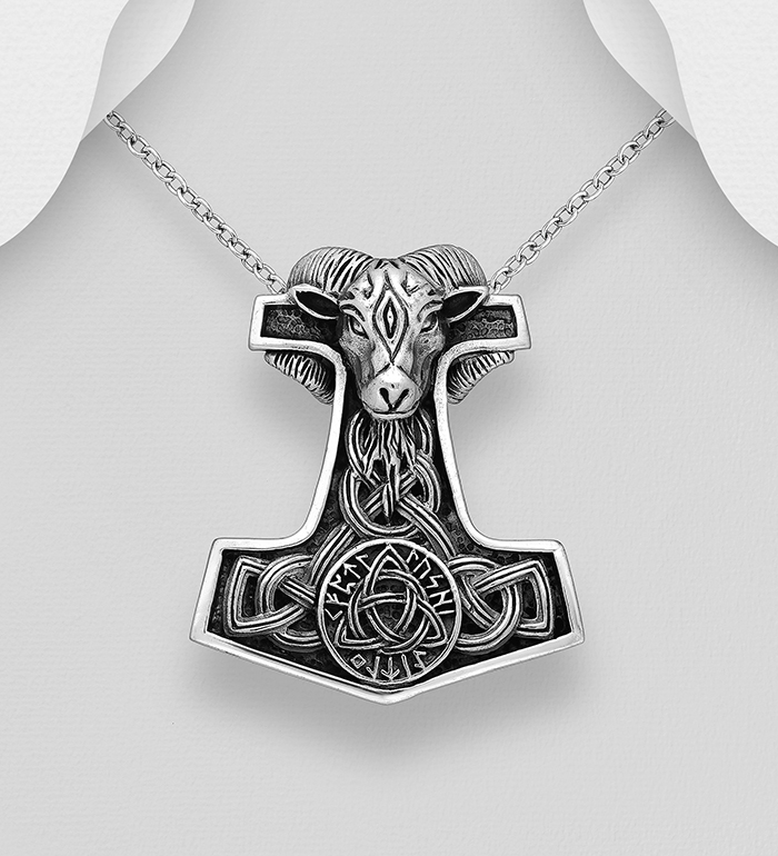 Wholesale 925 Sterling Silver Oxidized Celtic Goat Anchor Pendant - SKU #767-1474