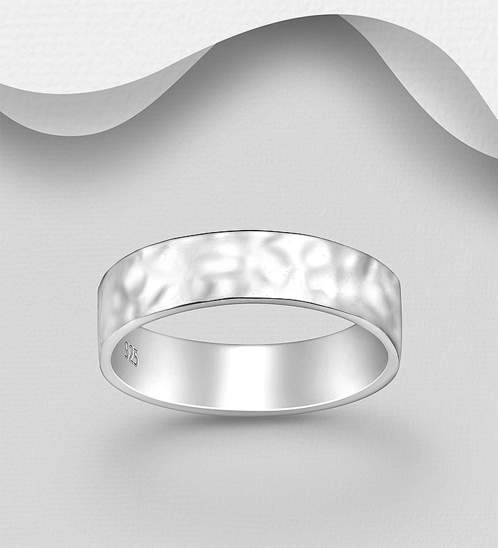 Wholesale 925 Sterling Silver Textured Band Ring, 5.5 mm Wide. - SKU #706-33840