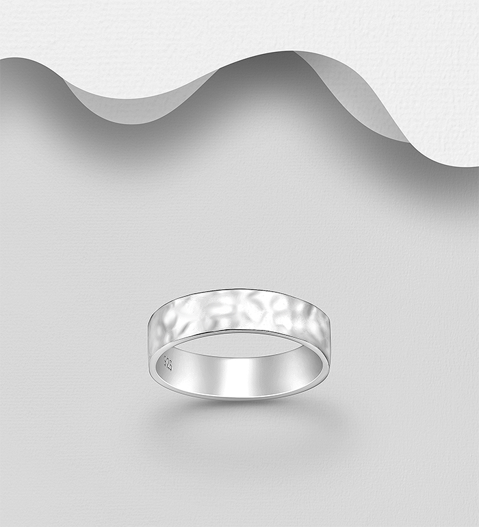 Wholesale 925 Sterling Silver Textured Band Ring, 5.5 mm Wide. - SKU #706-33840