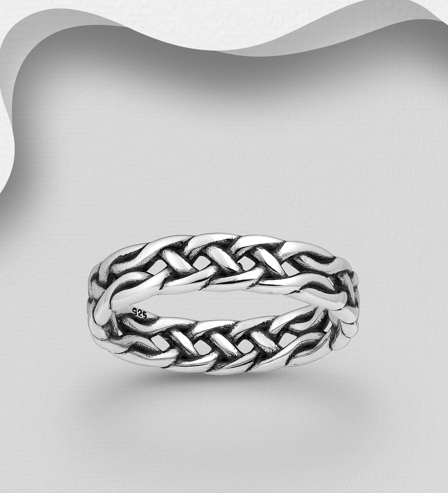 Wholesale 925 Sterling Silver Oxidized Celtic Band Ring, 5 mm Wide. - SKU #1063-3280